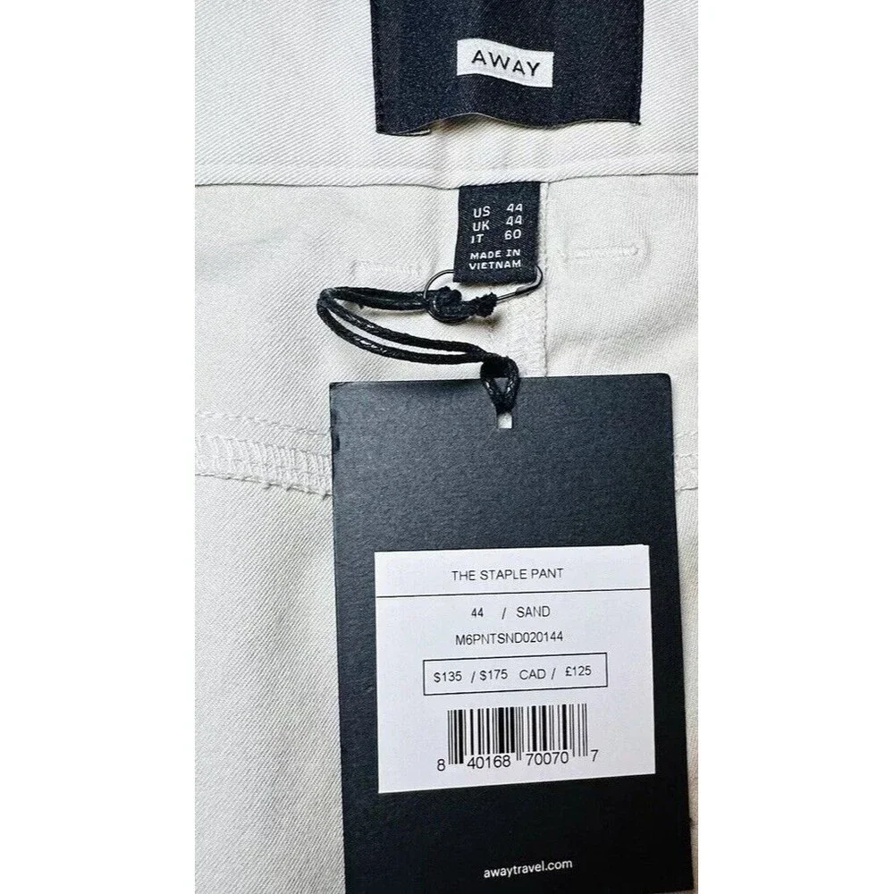 AWAY Travel MSRP $135‎ The Staple Pant Sand (Light Tan) Men's SIZE 44 NWT